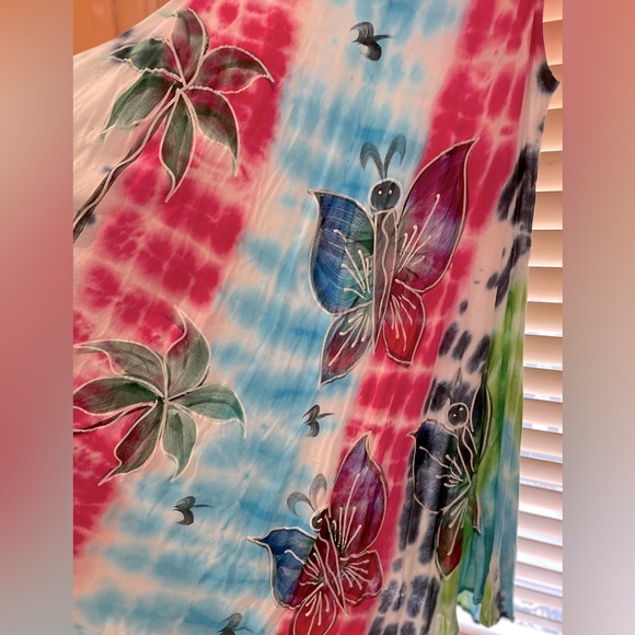 Hand painted tie dyed summer sleeveless dress one size fits all NWT NEW - Picture 10 of 10